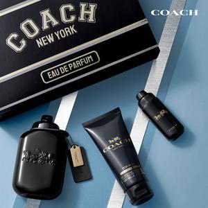 新品【COACH】時尚曜黑淡香精禮盒(淡香精100ml+15ml+沐浴精100ml.附紙袋)