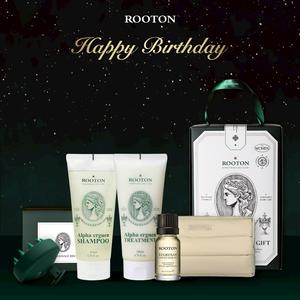 快速出貨【ROOTON】生日快樂 ! 甦活植萃洗髮精200ml+甦活植萃護髮素200ml+喚活極萃雙效修護髮油8ml+頭皮按摩梳+晨霧化妝包+植萃手提禮盒