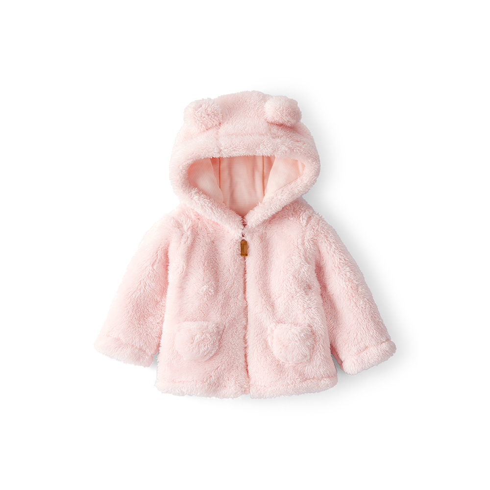 粉紅熊寶貝毛毛連帽外套