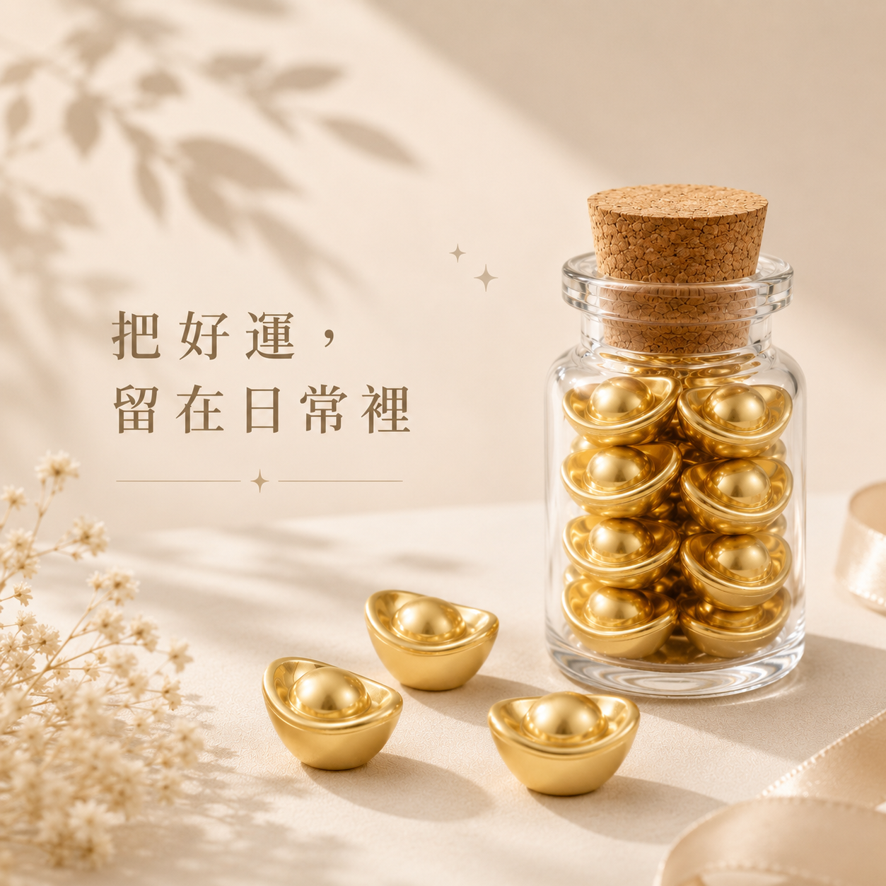 快速出貨【OCTOBER 16Th】999黃金小元寶小金豆+許願瓶 生日禮物 情人節禮物 女友禮物 客製化禮物
