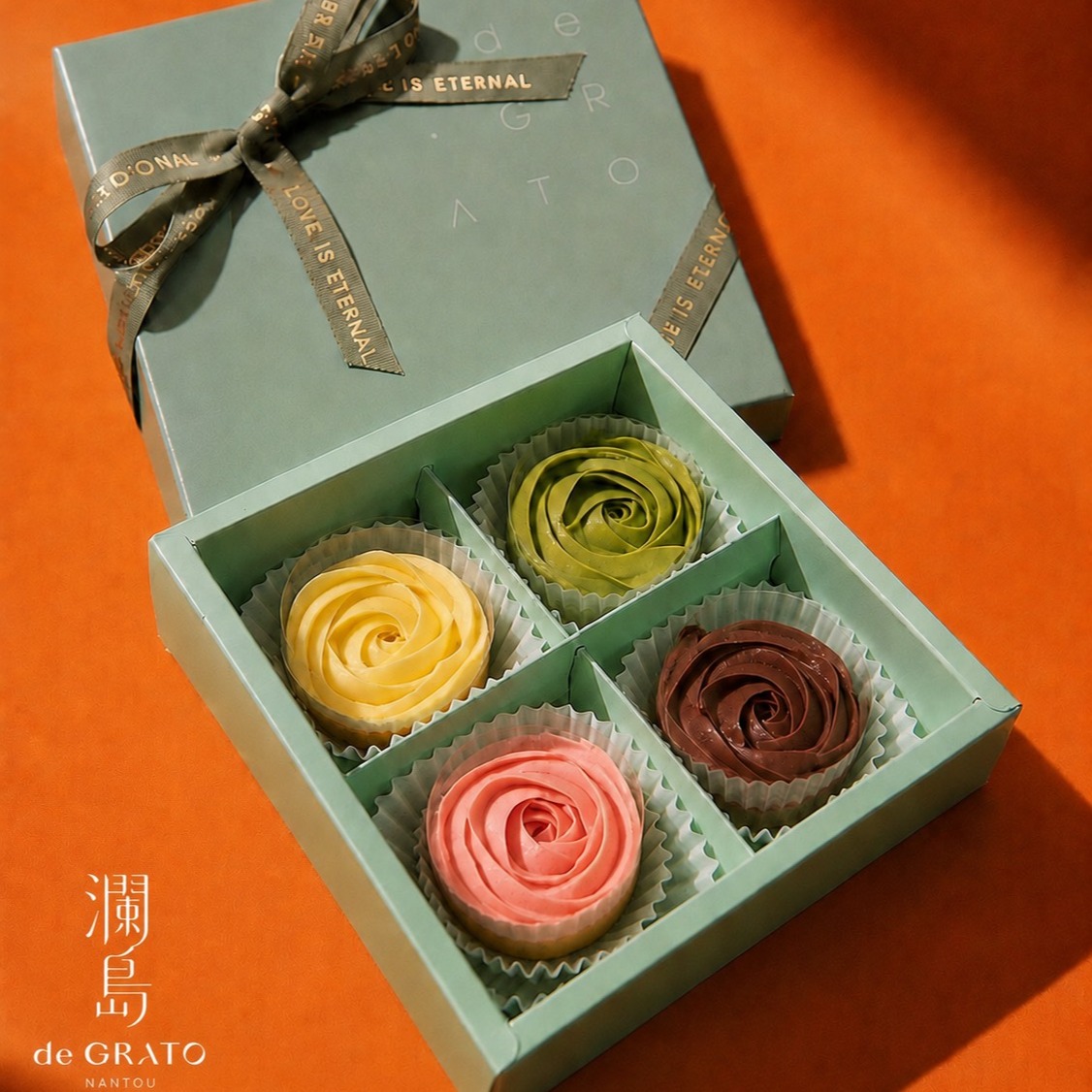 [3日內出貨]🎀升級緞帶禮盒🎀【瀾島de GRATO】花現四重奏花型塔 4入/盒（檸檬/草莓/抹茶/巧克力)/生日禮盒組