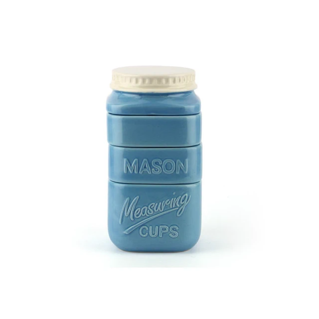 媽媽不怕量錯【BARBUZZO】Mason Stack Measuring Cups (Blue) 梅森量杯 廚房好物 烹飪料理 創意造型 ...
