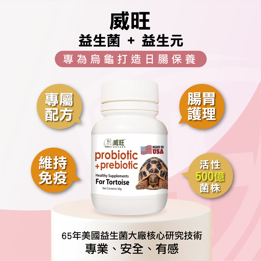 烏龜專用益生菌+益生元 - 腸胃2菌配方 50g/罐( 烏龜專用腸道基礎保養 )