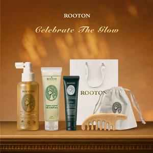 快速出貨【ROOTON】中秋節快樂! 甦活植萃髮根噴霧150ml+甦活植萃洗髮精70ml+甦活植萃護髮素30ml+甦活養髮梳+棉麻束口袋+燙金禮袋