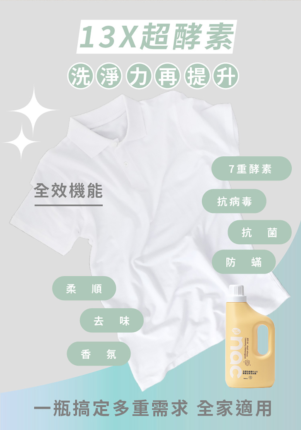 【nac nac】全酵抗病毒PLUS嬰童全家洗衣精