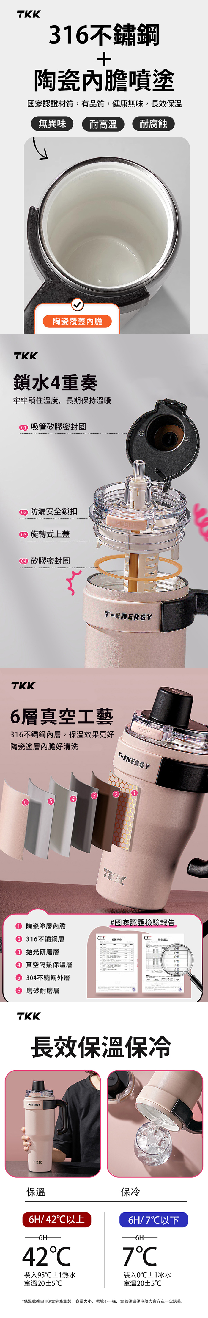 【TKK】T-One ポップアップアイスダムカップ 316ステンレス×セラミックスプレー 1200ML 早春ピンク - 保温・保冷ボトル - ステンレススチール ピンク