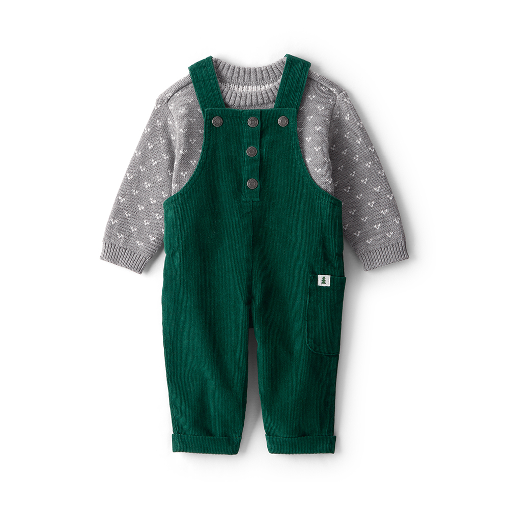 綠意甜聖誕 嬰兒2件組套裝(上衣/吊帶褲)