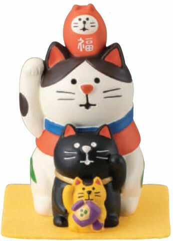 DECOLE concombre  貓咪 招財 達摩