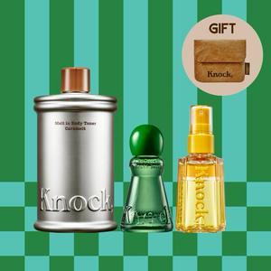 快速出貨【 Knock】杜拜巧克力香氣🍫(爽膚水任選(300ml)+開心果精油(13ml)+精華噴霧(光感亮白PDRN)贈品牌化妝包