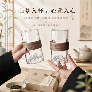 [快速出貨]【BRAVOMART HOME】客製化刻字 木紋防燙把手觀山玻璃杯 300ml 男生禮物 升遷禮 商務送禮 禮物獨家 新品上市 升遷禮物 送給長輩 入厝禮 生日禮物 送禮推薦 巨蟹座