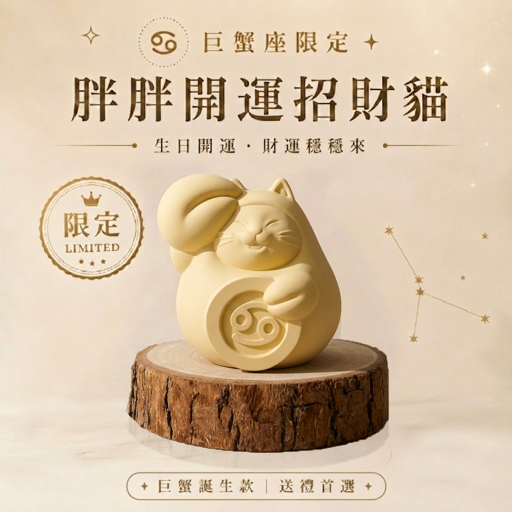 【巨蟹座生日快樂】限定登場｜巨蟹座開運胖胖貓