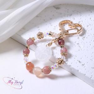 🎁柔軟祝福帶在身邊💝【My Beryl 水晶】瑪瑙 x 草莓晶 x 和田白玉【白玉承福・緋粉迎緣】水晶吊飾 #招桃花 #人緣好感 #平安納福 #生日禮物 #隨身小物