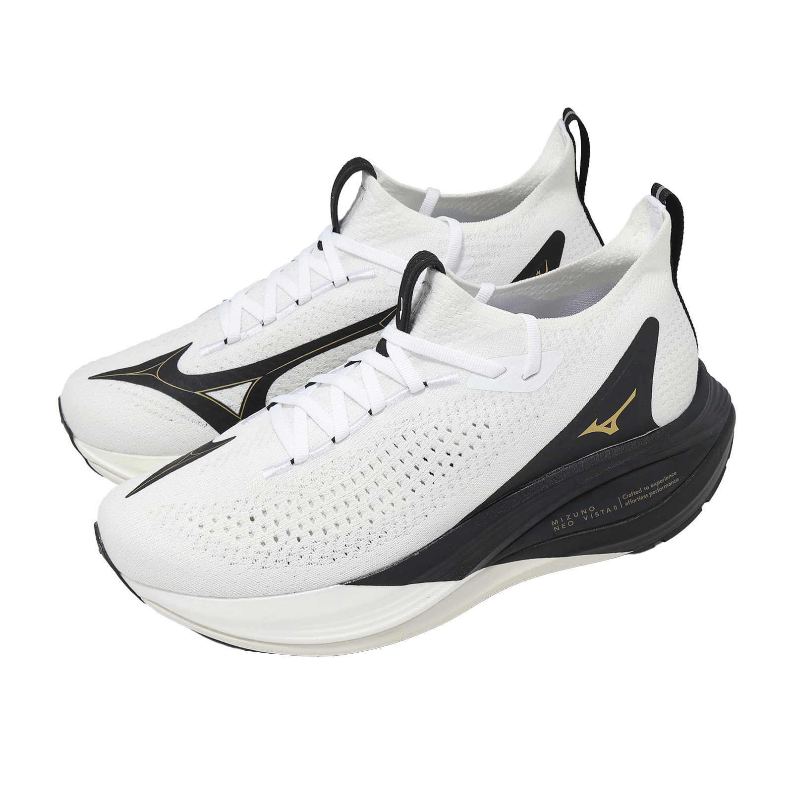 かず ACS] Mizuno 美津濃慢跑鞋Neo Vista 2 男鞋女鞋白黑厚底回彈波浪片