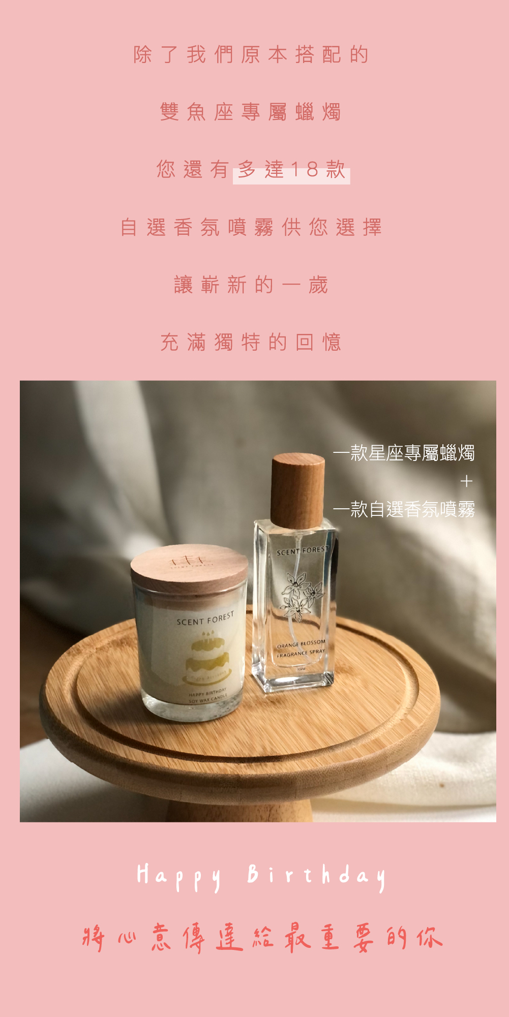 SCENT FOREST 香氛森林 - 雙魚座 生日禮盒  香水大豆蠟燭 香氛噴霧 組合