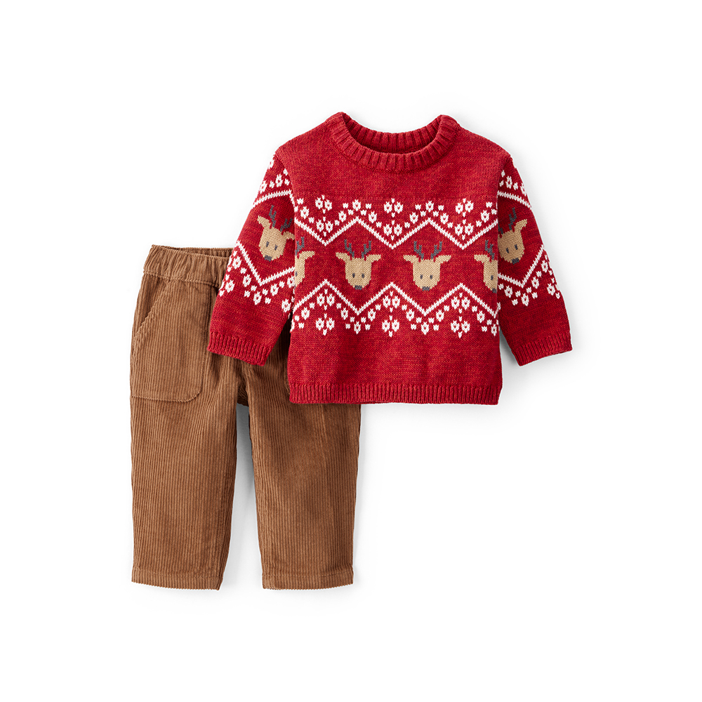 馴鹿奇妙行 嬰兒2件組套裝(毛衣/褲)