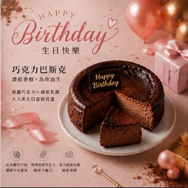 3日內出貨【初心】巧克力巴斯克4吋經典禮盒[含提袋][巨蟹座]丨生日快樂丨『LINE禮物獨家』 送禮