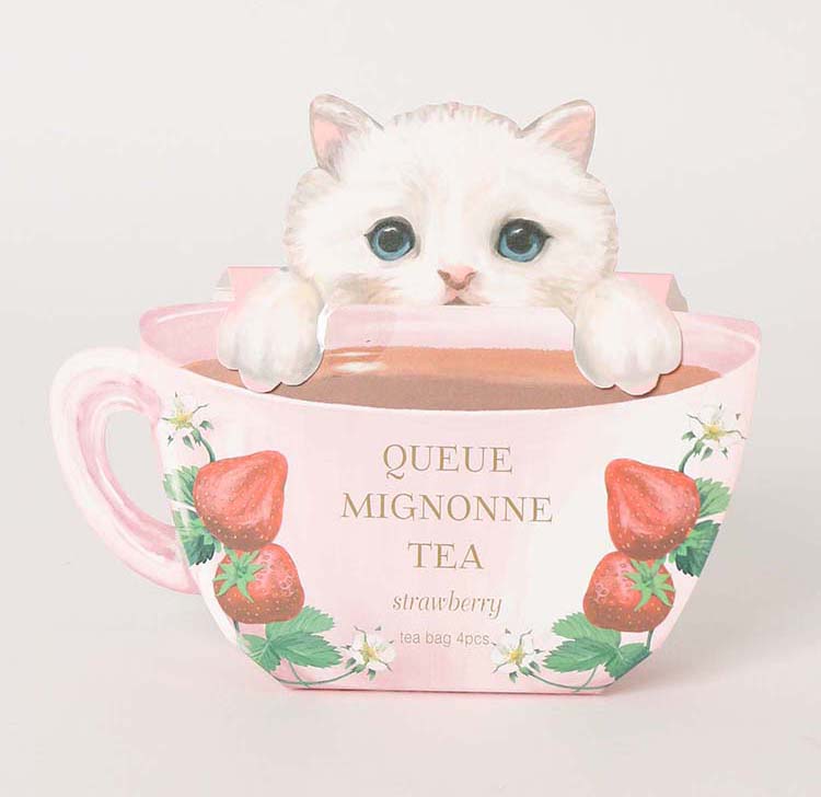 草莓 花草茶 白貓