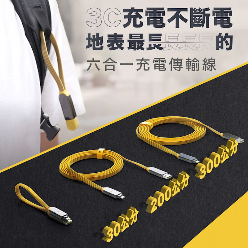 【匯通購物】實用禮物首選｜300CM充電不求人| INCHARGE XL 終極版 六合一 100W PD快充傳輸線 | LINE 禮物