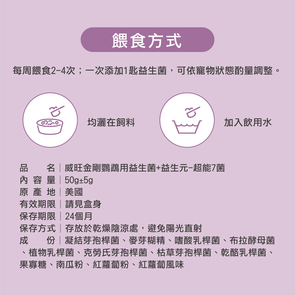威旺金剛鸚鵡益生菌