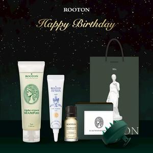 快速出貨【ROOTON】生日快樂！甦活植萃洗髮精70ml+喚活修護免沖洗護髮安瓶 15ml+喚活極萃雙效修護髮油8ml+頭皮按摩梳+女神提袋(金牛座生日禮物)