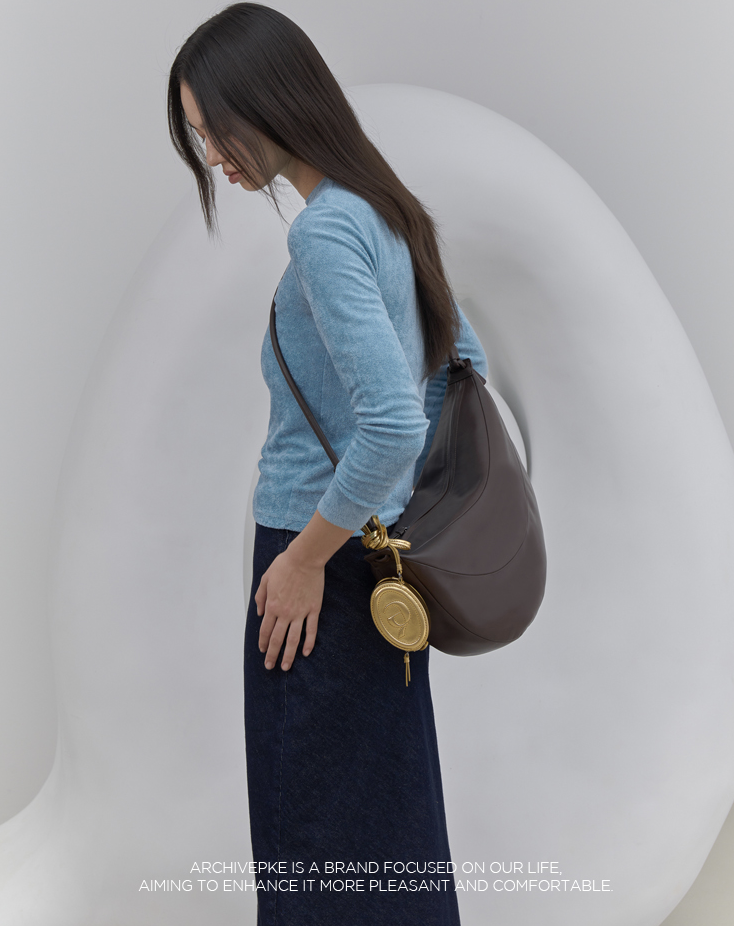 韓國Archivépke Large fling bag(Choco spread) 兩用牛皮可頌包