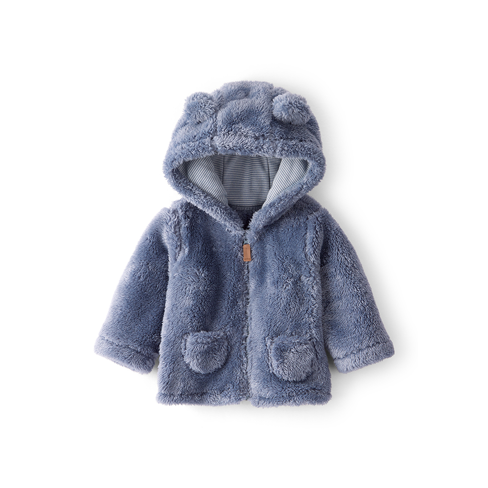 藍色熊寶貝毛毛連帽外套